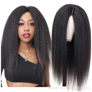 Kinky Straight Raw Indian Cuticle Aligned Virgin Human Hair Wig For Black Women Pre Plucked Full HD Swiss Lace Front Closure Wig